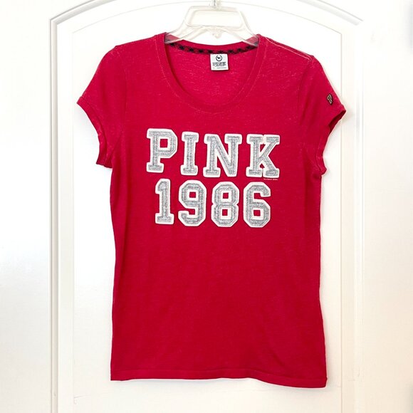 Victoria's Secret Pink Vintage Tee Shirt Top Large 1986 Red Short Sleeve - Picture 1 of 6